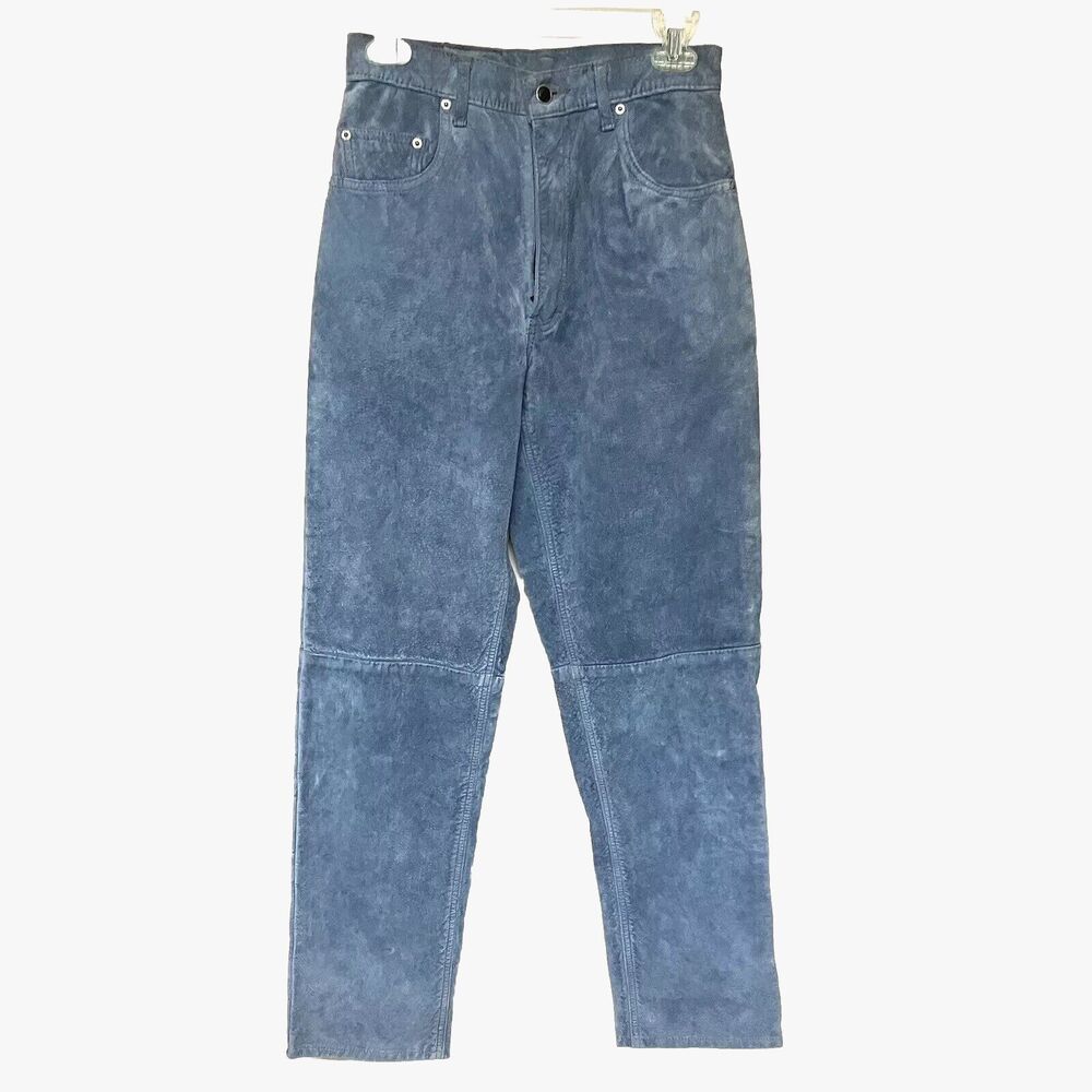 Wash 2 Wear Jeans  Womens 28 Blue Washable Suede Leather High Rise Retro Y2K Alt